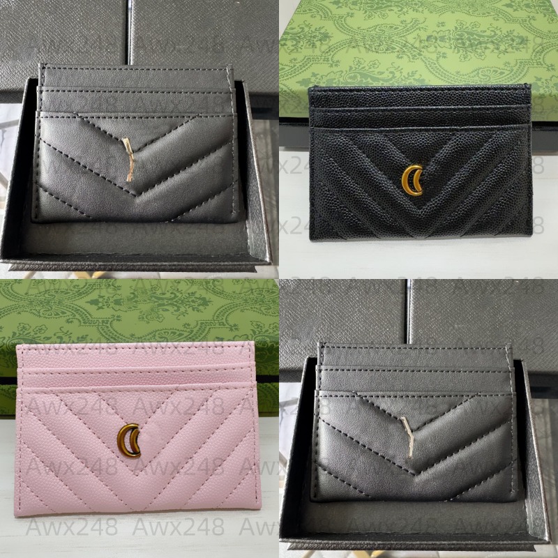 Designer Credit ID Card Holder Purse Sheepskin Leather Wallet Money Bags Plaid Cardholder Case For Men Cardholders Coin Purse Woman Mini Cards Bag With Box