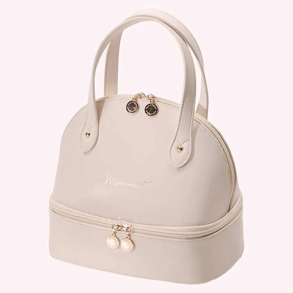 Ladies Insulated Lunch Bag Large Capacity PU Leather Lunch Tote Bag Double Layer Food Handbag Case for Travel Work School Picnic 250624