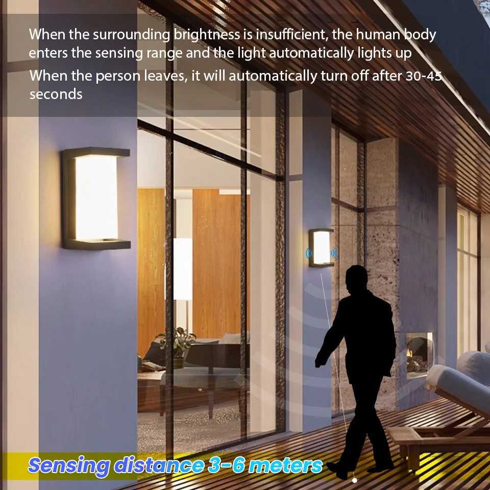 LED Outdoor Wall Light Lamp PIR Motion Sensor AC85-265V ABS Waterproof Modern Indoor Home Balcony Porch Garden Decoration XJ250624