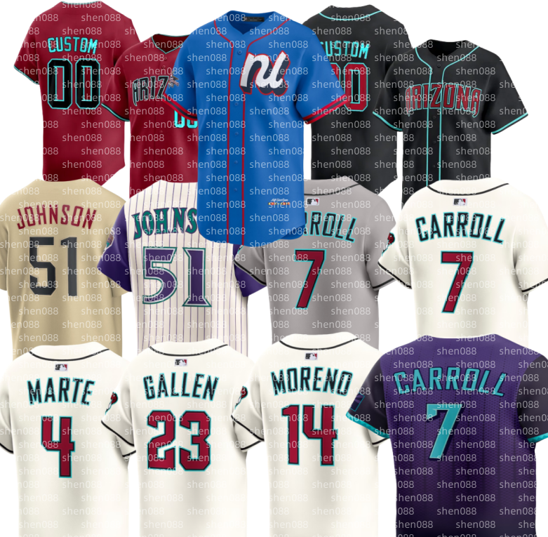 Men Diamondbacks Baseball Jerseys Randy Johnson Corbin Carroll Ketel Marte Zac Gallen Geraldo Perdomo Lourdes Gurriel Jr Josh Naylor Eugenio Suarez Gabriel Moreno