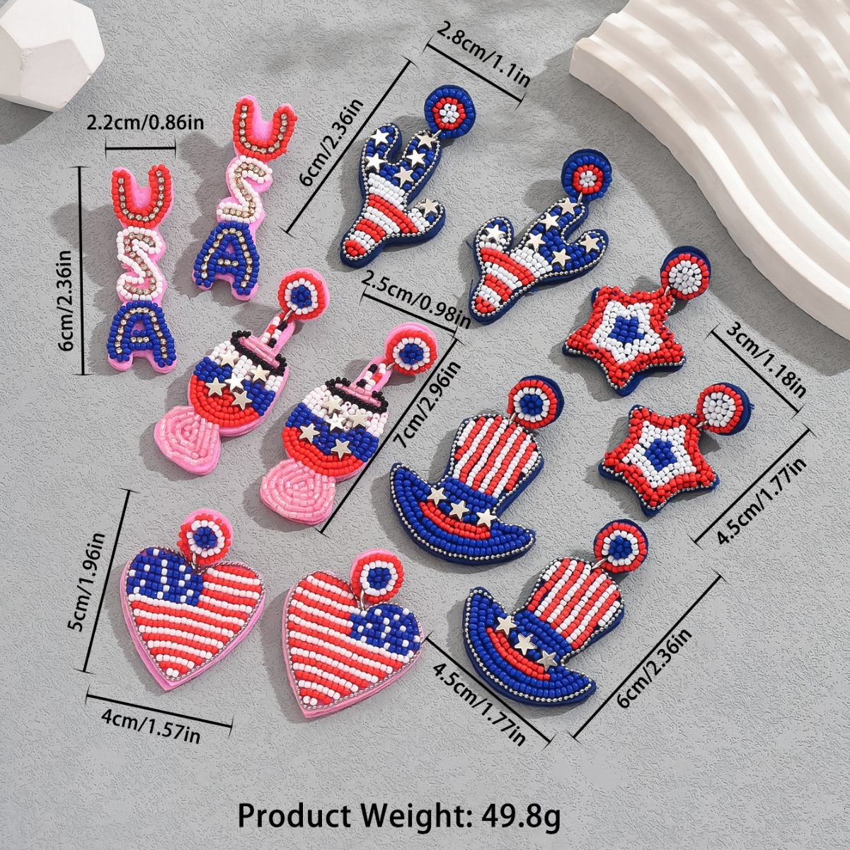 Fashion American Hip Hop Style Personality Earring Set Simple Asymmetric Heart Design Stud Earrings