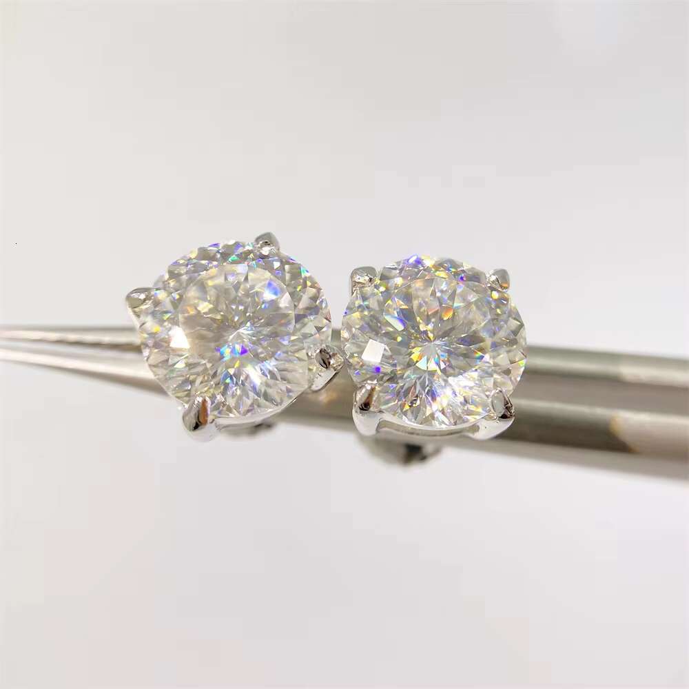 Portuguese Cut Moissanite Earrings 925 Sterling Silver White VVS 0.5/1ct Stud Moissanite 14K Planted Earring Fine Jewelry
