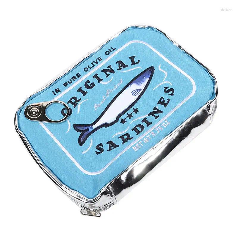 Cosmetic Bags Canned Sardines Style Bath Travel Bag Cute Toiletry Creative Portable Fashion Zipper Multi-function For Weekend Vacation
