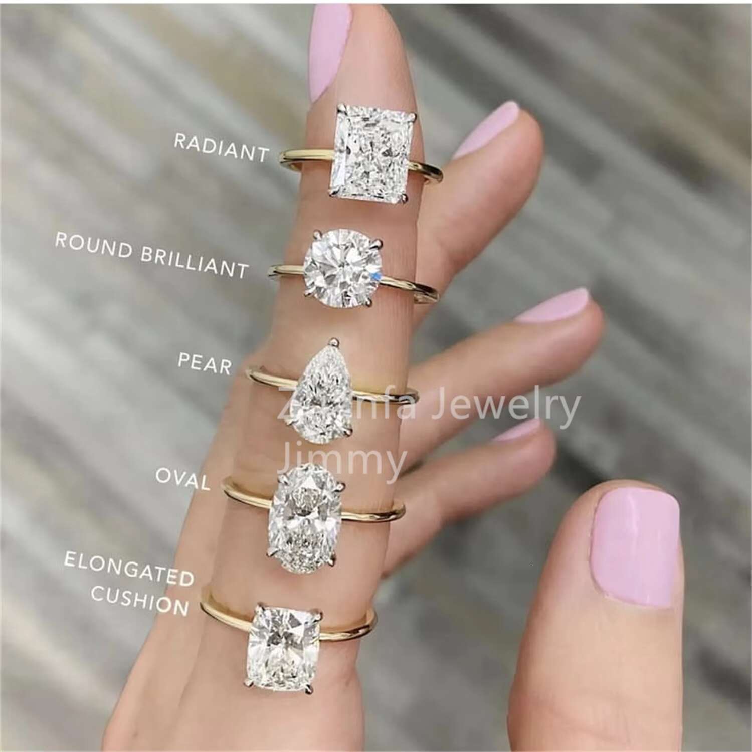 Pass Diamond Tester 10k Real Gold Engagement Ring Jewellery Fancy Cut Vvs1 Crushed Moissanite Women Wedding Band Ring