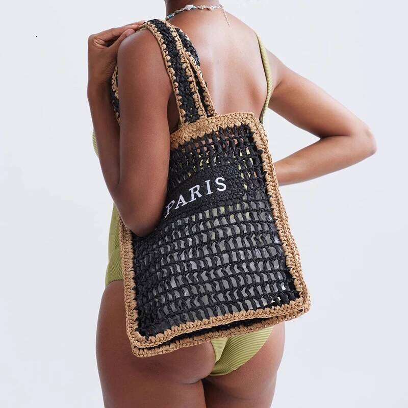 Fashion Panelled Straw Women Shoulder Bags Colorful Patchwork Handbags Paper Woven Summer Beach Tote Bag Handmade Bali Purses