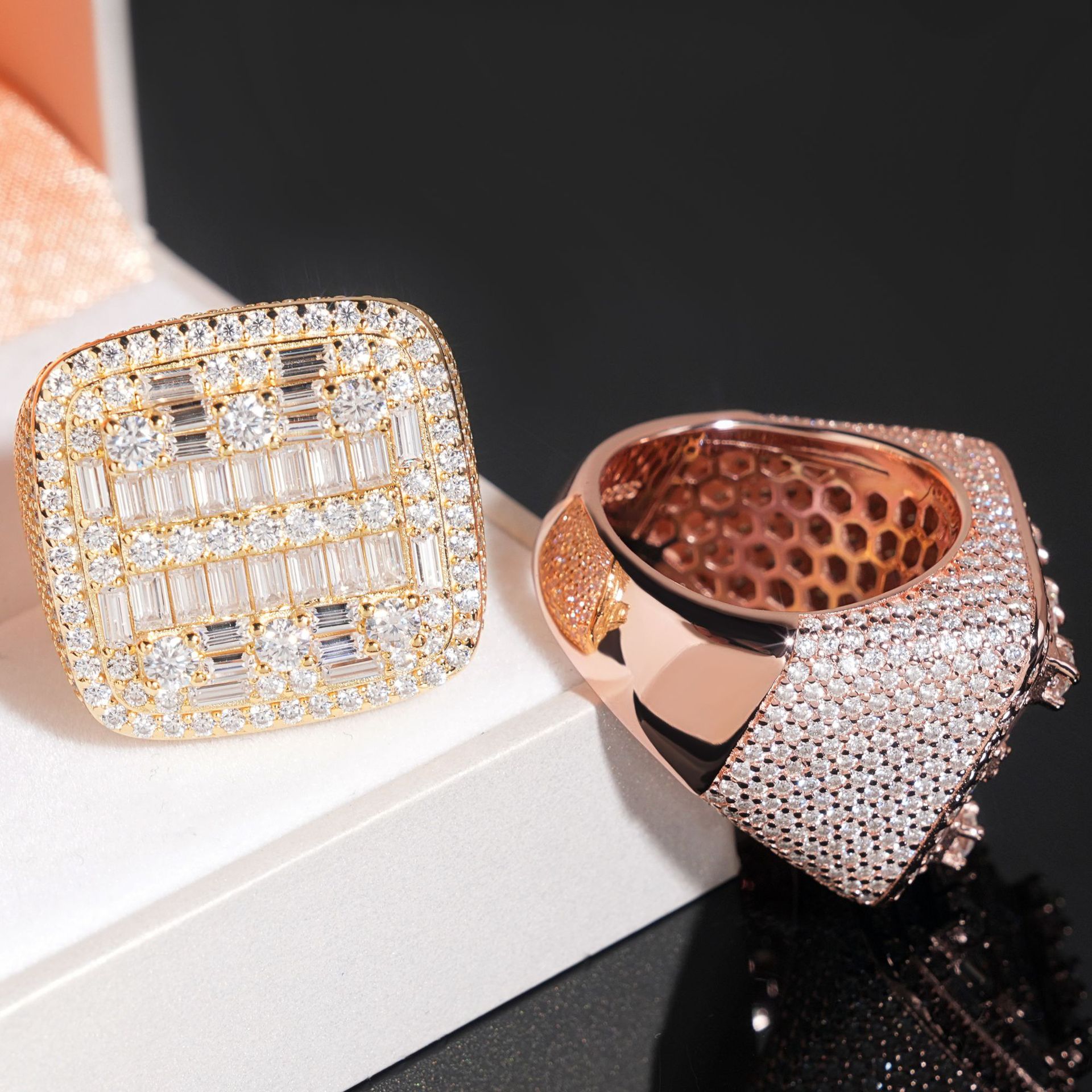 Iced Out Cross Moissanite Ring 925 Sterling Silver Hip Hop Ring Pass Diamond Tester Men Cuban Ring
