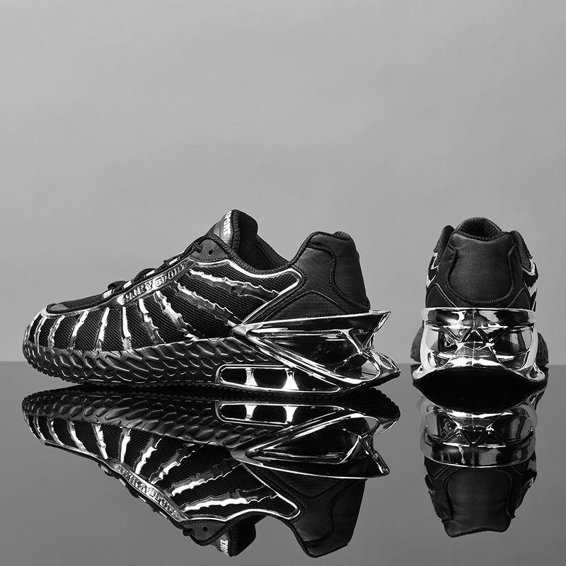 2407-Men's Plated Black Gold Blade Trend Running Shoes Anti-slip Sports Tennis Walking Blade Sneakers Hip Hop