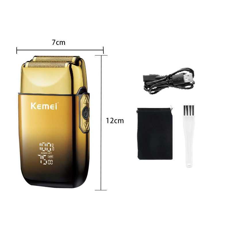 Kemei KM-TX10 Electric Shaver Beard Trimmer for Men Rechargeable Dry Wet Shaver Machine Reciprocating Safety Razor Blade Replacement W250625