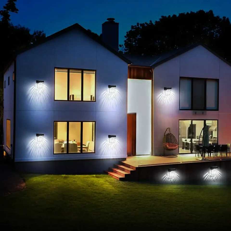 Garden Outdoor Solar Wall Light LED Wireless Light for Yard Roof Patio Stair Door Lighting Decoration 6 Pc Solar Fence Light XJ250624