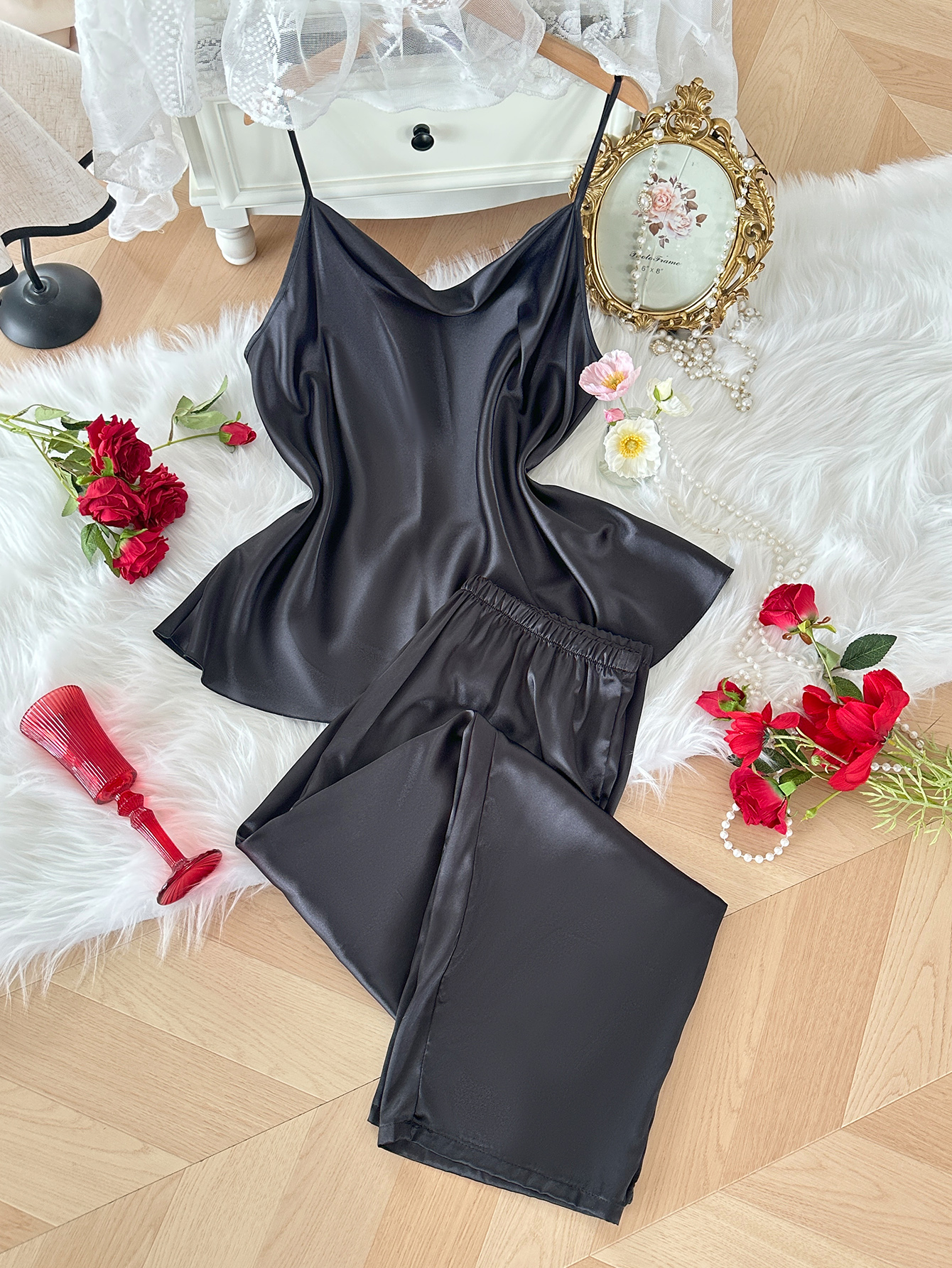 Women's Sleepwear summer camisole pants two-piece set fashionable thin and comfortable home wear pajama set