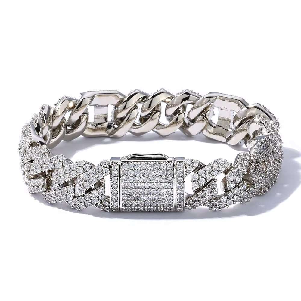 Hip Hop Gold Miami Cuban Link Silver 925 Moissanite Bracelet Men Fashion Bracelets Bangles Diamond Bracelet Charms Wholesale