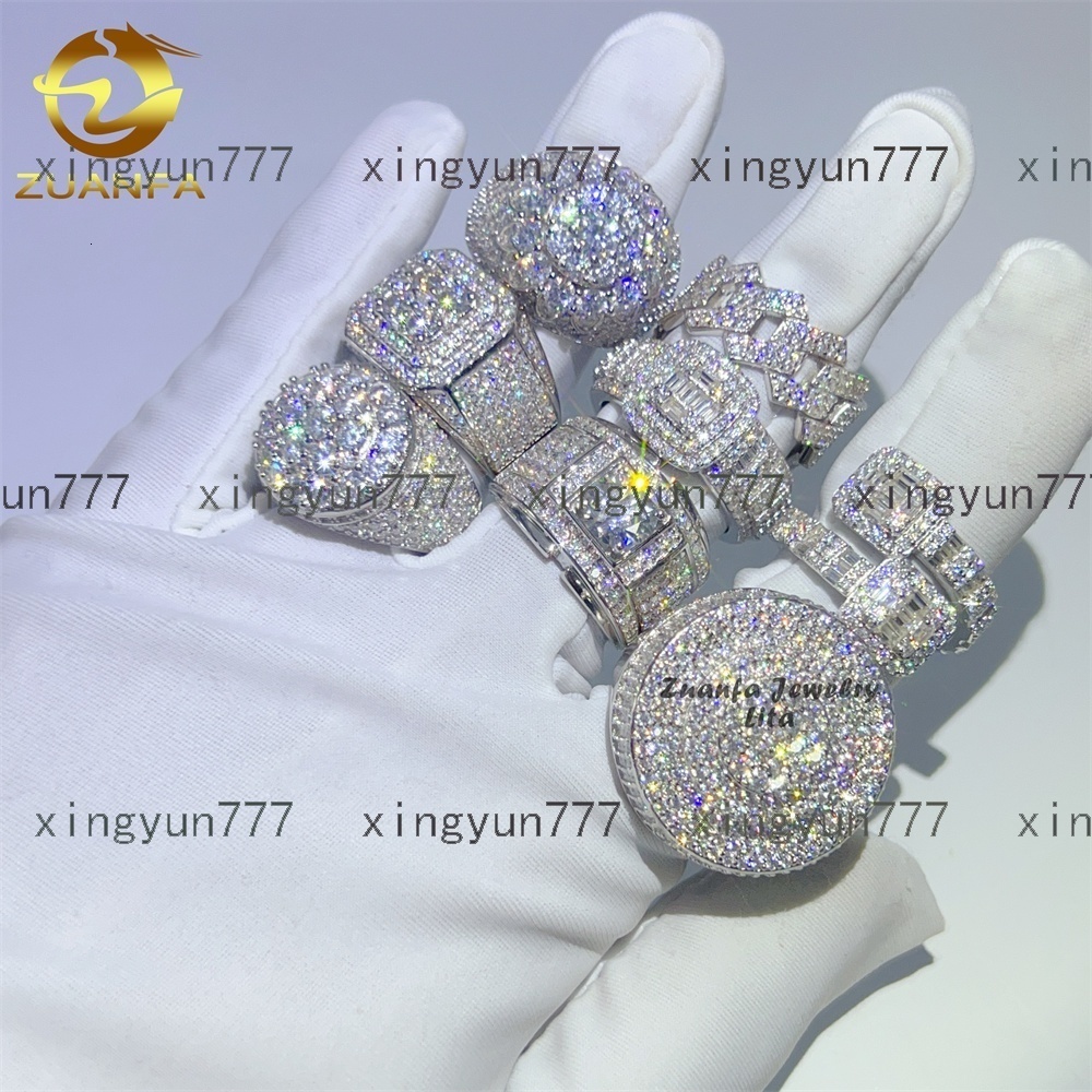 New Arrival Fine Jewelry 925 Sterling Silver Iced Out Diamond Hip Hop Mens Moissanite Ring