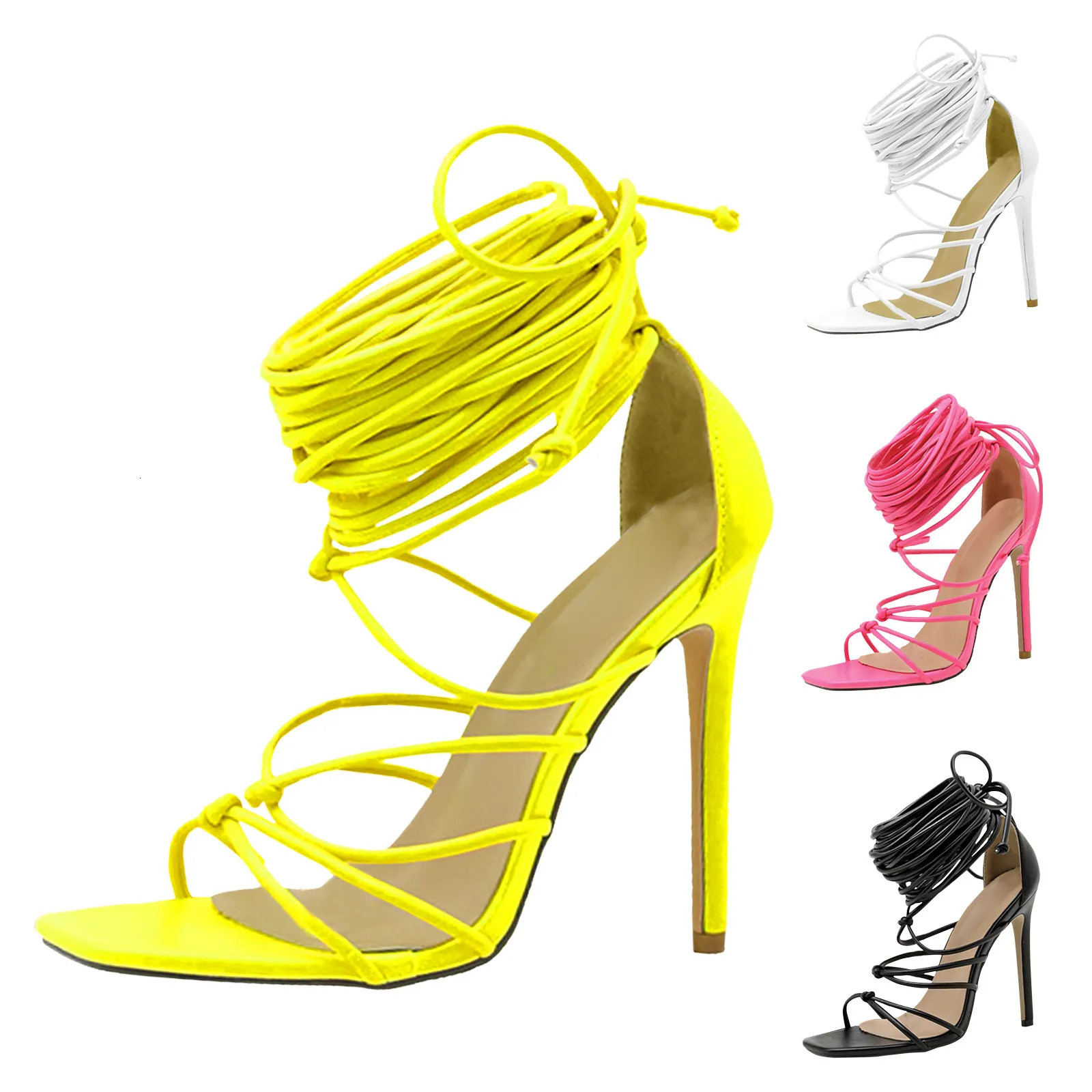 Womens S Sandals Size 9 Ladies Lace Sandals Shoes Strap Up Toe Sexy High Squared Heels Womens Womens Wide Width Women Sandals 250624