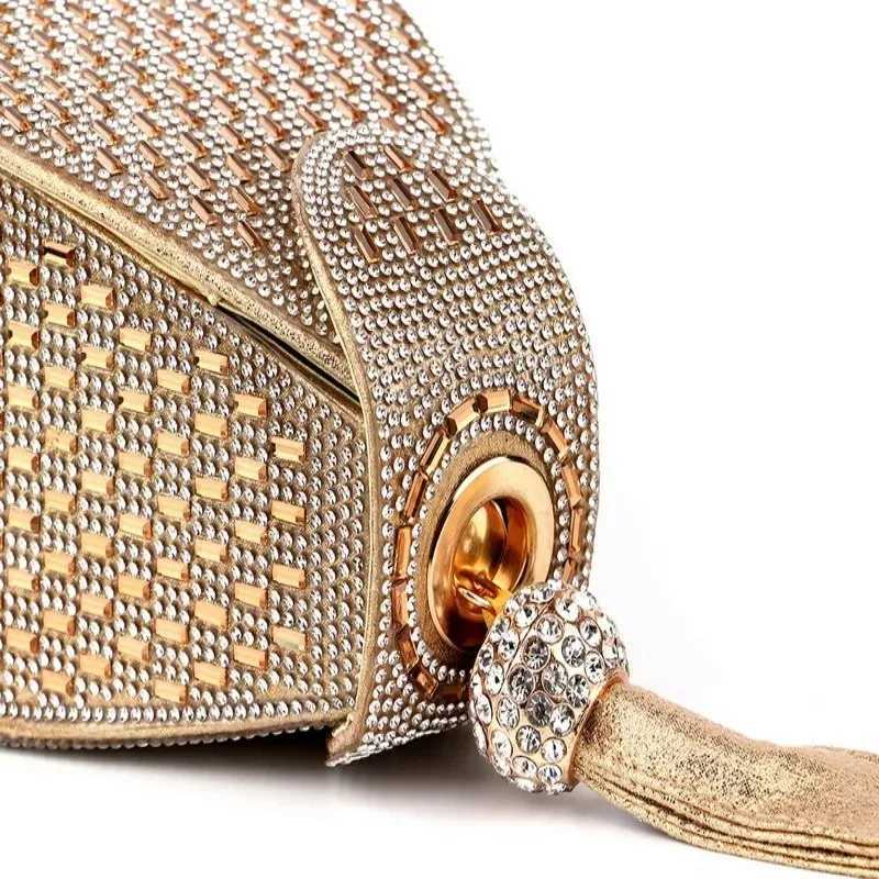 Rhinestones Luxury Evening Bags For Women New In High Quality Pyramid Shape Fashion Chic Point Party Clutch Purse Free Shipping M250625
