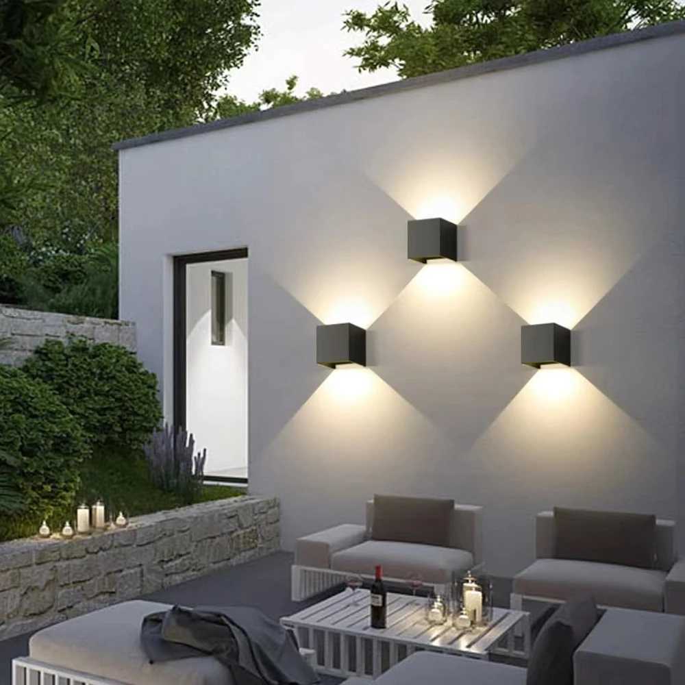 Outdoor Waterproof Wall Lamp Modern Square Aluminum Black White Gray Wall Lighting Porch Courtyard Lamp Exterior Wall Fixture XJ250624