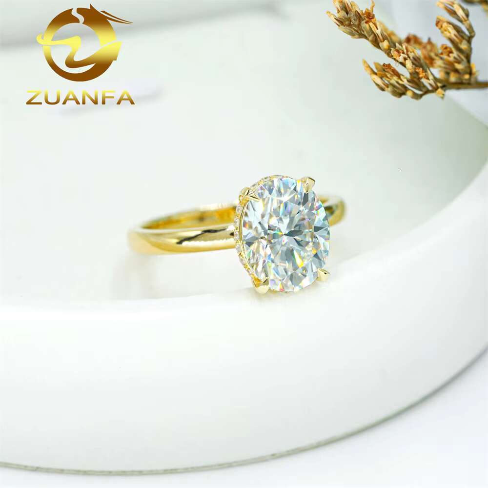 Luxury Fine Jewelry Eternity Band Ring 2ct Oval Diamond Wedding Engagement 10K 14K 18K Gold Moissanite Ring