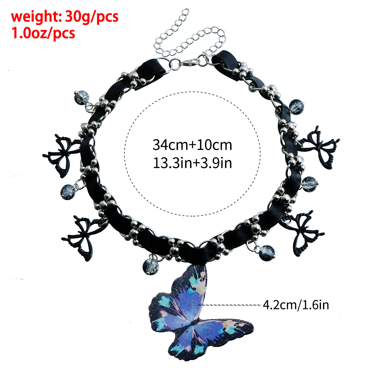Accessories Gothic PU Exaggerated Butterfly Pendant Choker Sweet Cool Girl Y2K Heavy Craft Necklace Jewelry for Women