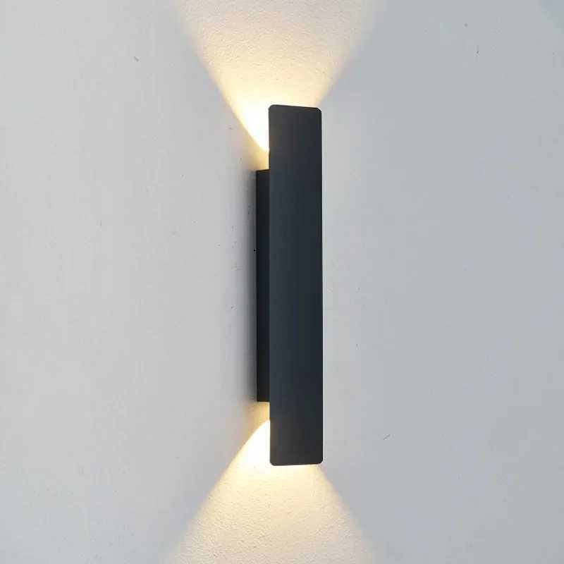 Outdoor Waterproof Wall Lamps Strip Aluminum Wall Lights 18W LED Black Wall Lamp Bedroom Exterior Outdoor Lighting FixturesXJ250624