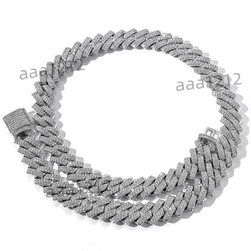 14mm Iced Out Cuban Link Chain with Full CZ Stone Luxury Men Women Hip Hop Silver Bling Cubic Zirconia Crystal Jewelry Necklaces