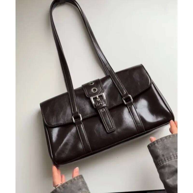 Luxurious Design Bags High Street Coffee Shoulder Bags For Women New Pu Leather Chic Casual Handbag Ladies Large Capacity Underarm Designer Bag