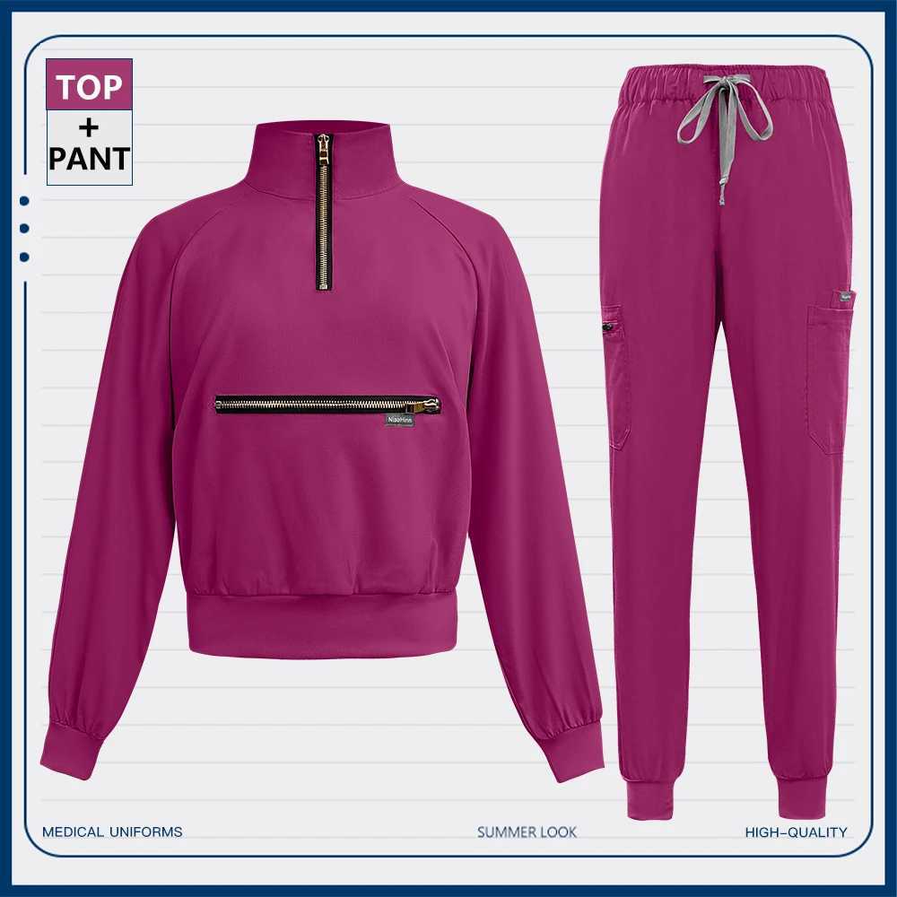 Summer Autumn Winter Long Sleeve Workwear Medical Scrub Set Nursing Uniform Nurse Surgical Uniform Beauty Clothes Women Workwear W250625