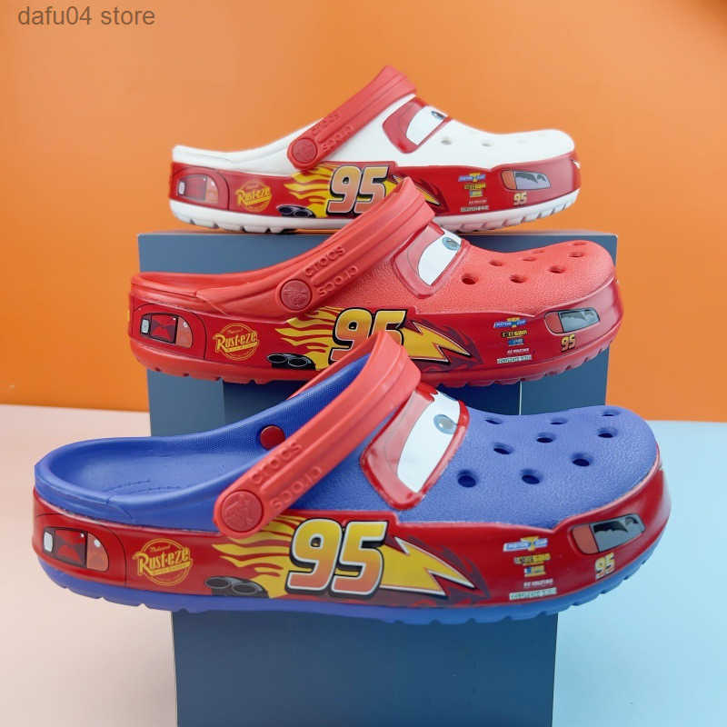 Cross Clogs for Boys Big Kids Cartoon Car Outdoor Non-Slip Breathable Wear-Resistant Beach Sandals L250625