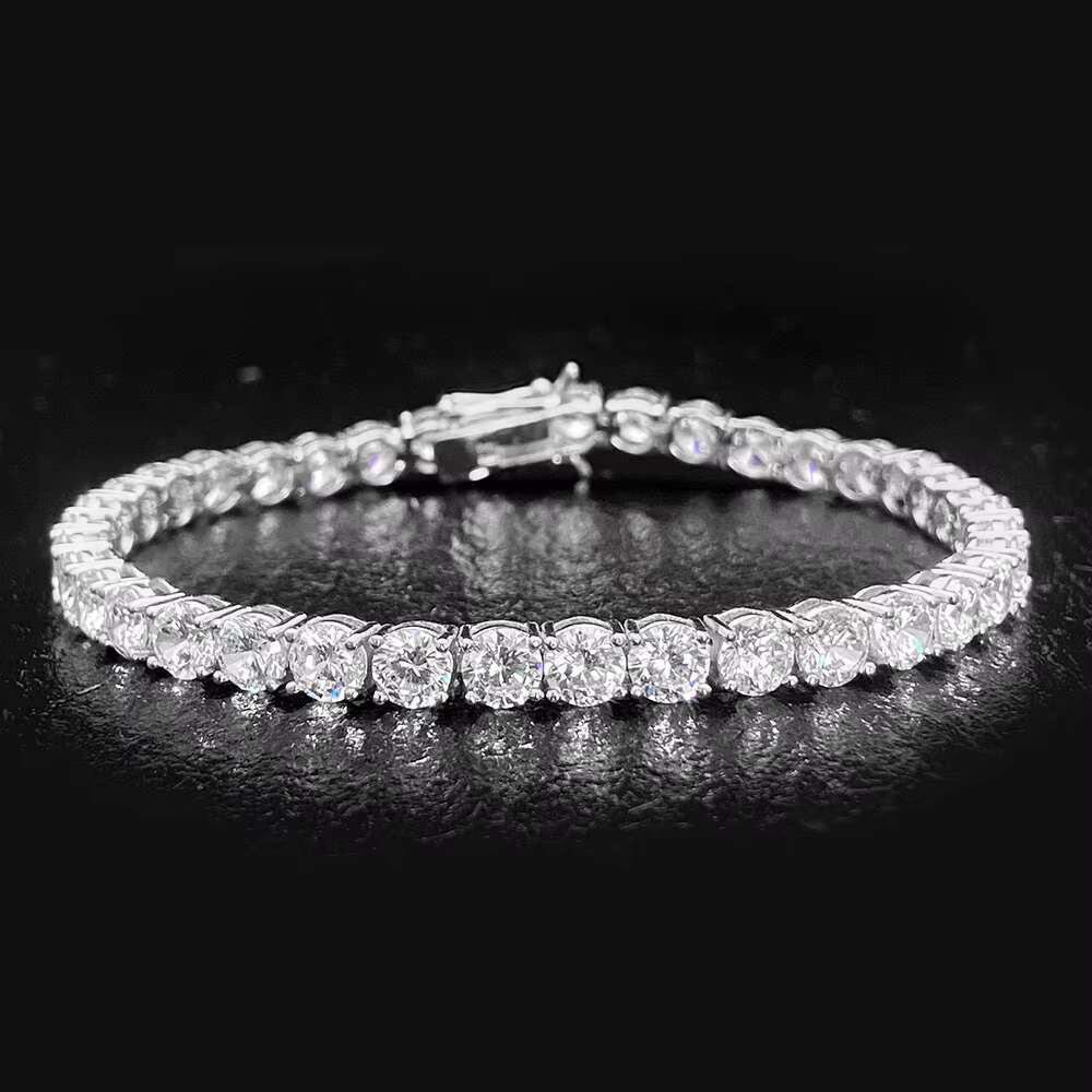 Fine Jewelry Moissanite Bracelet 925 Silver Hip Hop 5mm Iced Out Women Jewelry Tennis Chain Bracelet