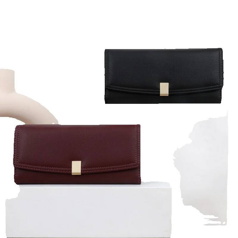 Free Shipping 2025 New Designer Bag New Dark Color Korean Style Wallet Long Large Women's High-end Foreign Trade Clutch Purse