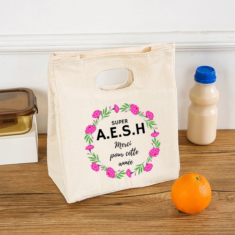 Super AESH Flower Print Summer Cooler Bag Lunch Box Portable Insulated Bento Thermal Picnic School Food Storage Pouch Gifts 250624