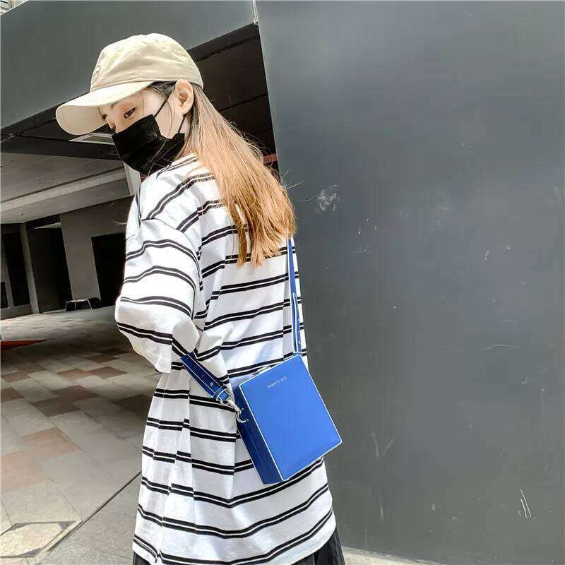 Trend Men's Box Simple Solid Sling Shoulder PU Leather Suitcase Shape Bag Small Crossbody Bags for Man 2022 New