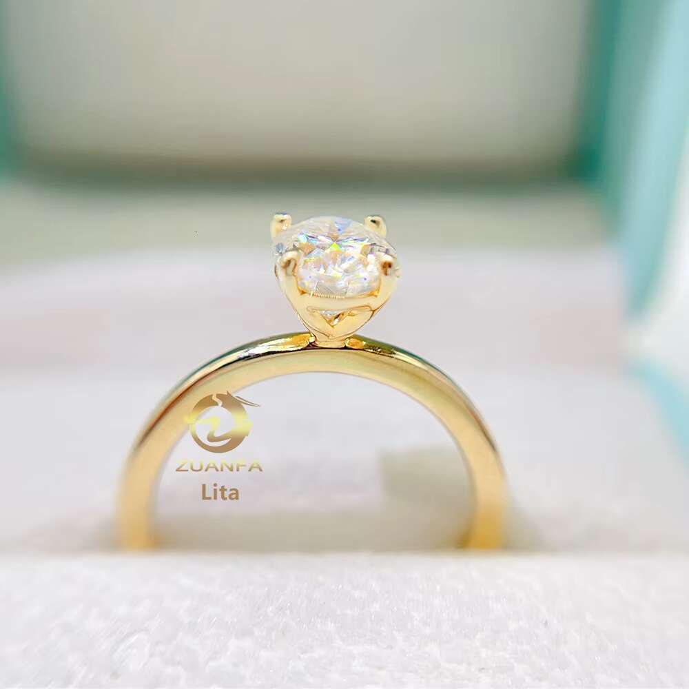 Zuanfa Jewelry Hot Selling GRA Certificated Oval 6*8mm 14k Gold Women Vvs Moissanite Diamond Ring