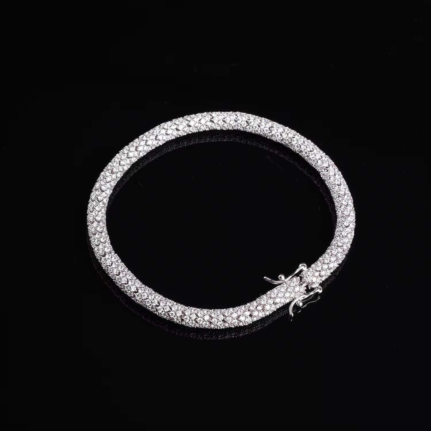 925 Sterling Silver Popcorn Mesh Strass Full Iced Out VVS Moissanite Corn Chain Choker Necklace