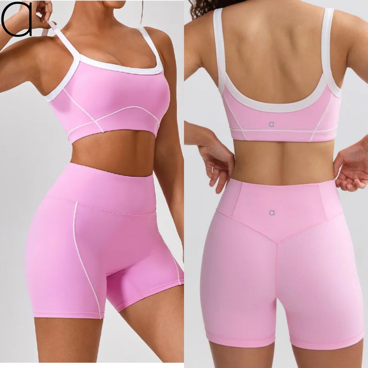 A401 Women's Yoga Workout Pant & Bra Ensemble - Peach Hips Matching Sports Wear Short Sportswear Top for Gym Exercises Womens Training Clothing