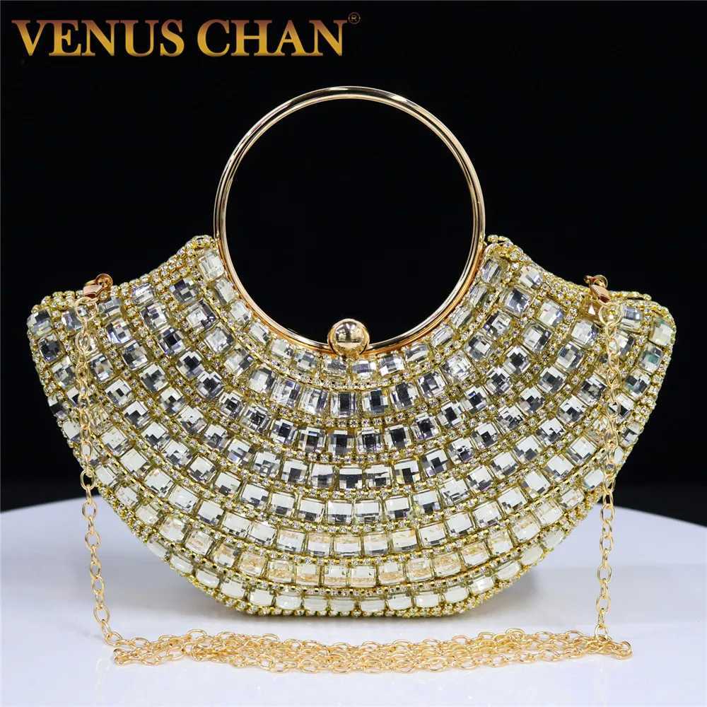 Womens Handle Rhinestones Evening Clutch Bags Shoulder Chain Full Diamond Design Party Womens Wallet Wedding Handbag M250625