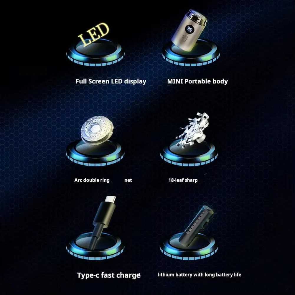 Mens mini shaver portable ultra long standby efficient shaving dry and wet shaving easy to clean essential for travel W250625