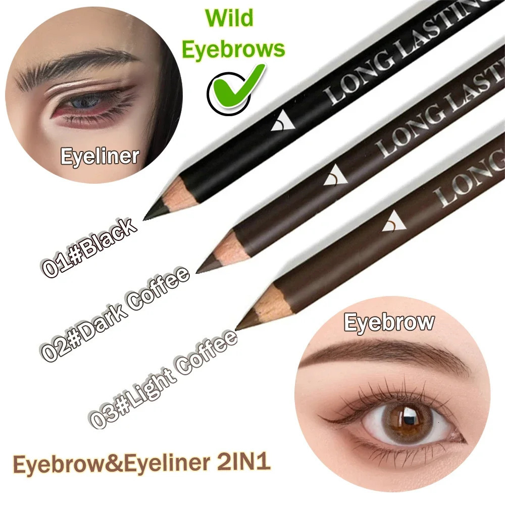 3-Color Long Lasting Black Brown Eyebrow Eyeliner Pencil Waterproof Sweat Proof Halo Proof Wooden Pole Liner Cosmetic Pen 13Pc 250625
