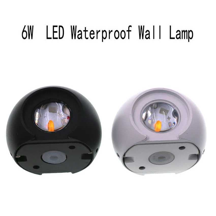 6W Outdoor Waterproof Wall Lamp Round Ball Up and Down Light Fixture Home Lighting Courtyard Light Garage Porch Light Decoration XJ250624