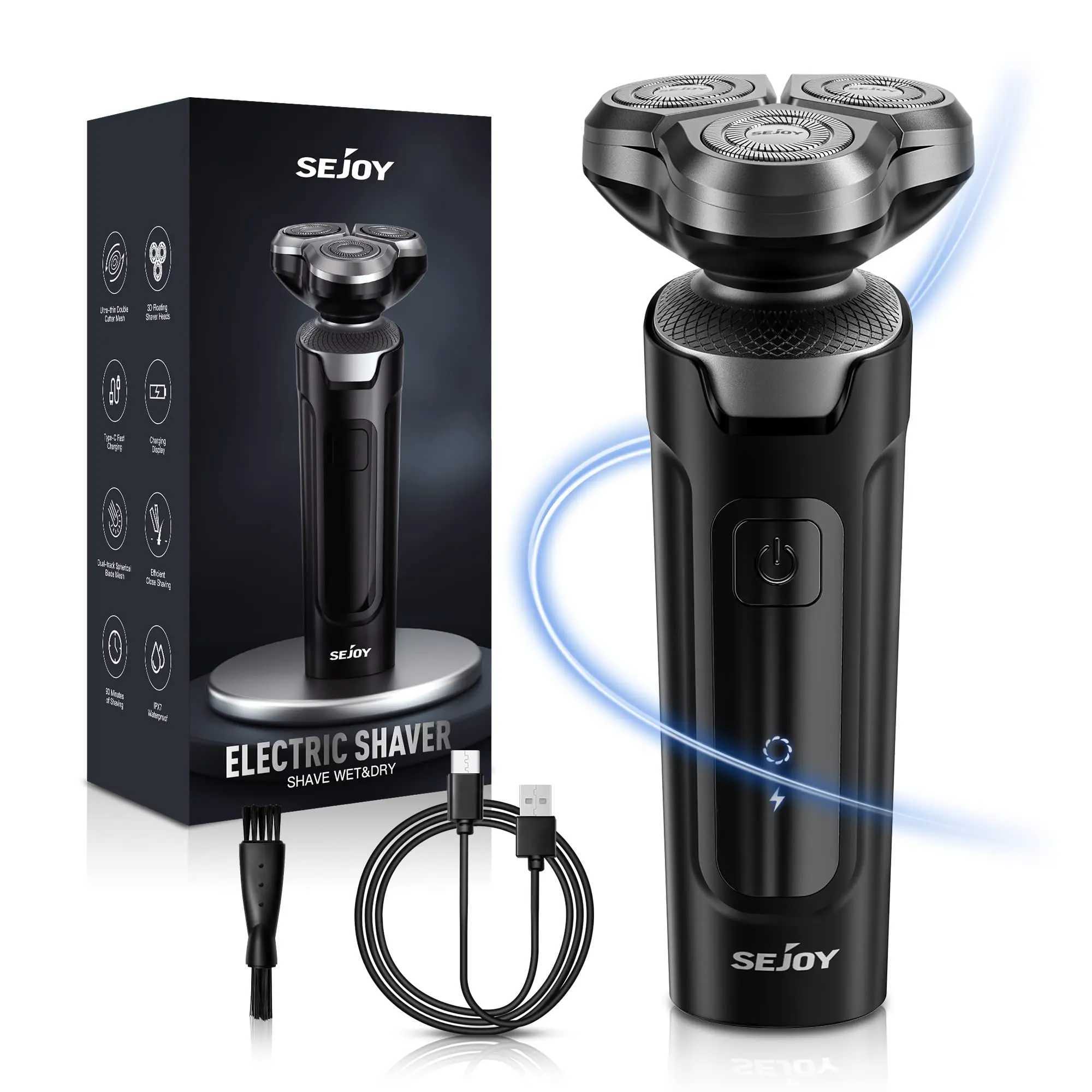 Electric Shaver Razor Men Type-C Rechargeable Shaving Beard Machine Intelligent Control Travel Lock Wet Dry Shaving Machine W250625