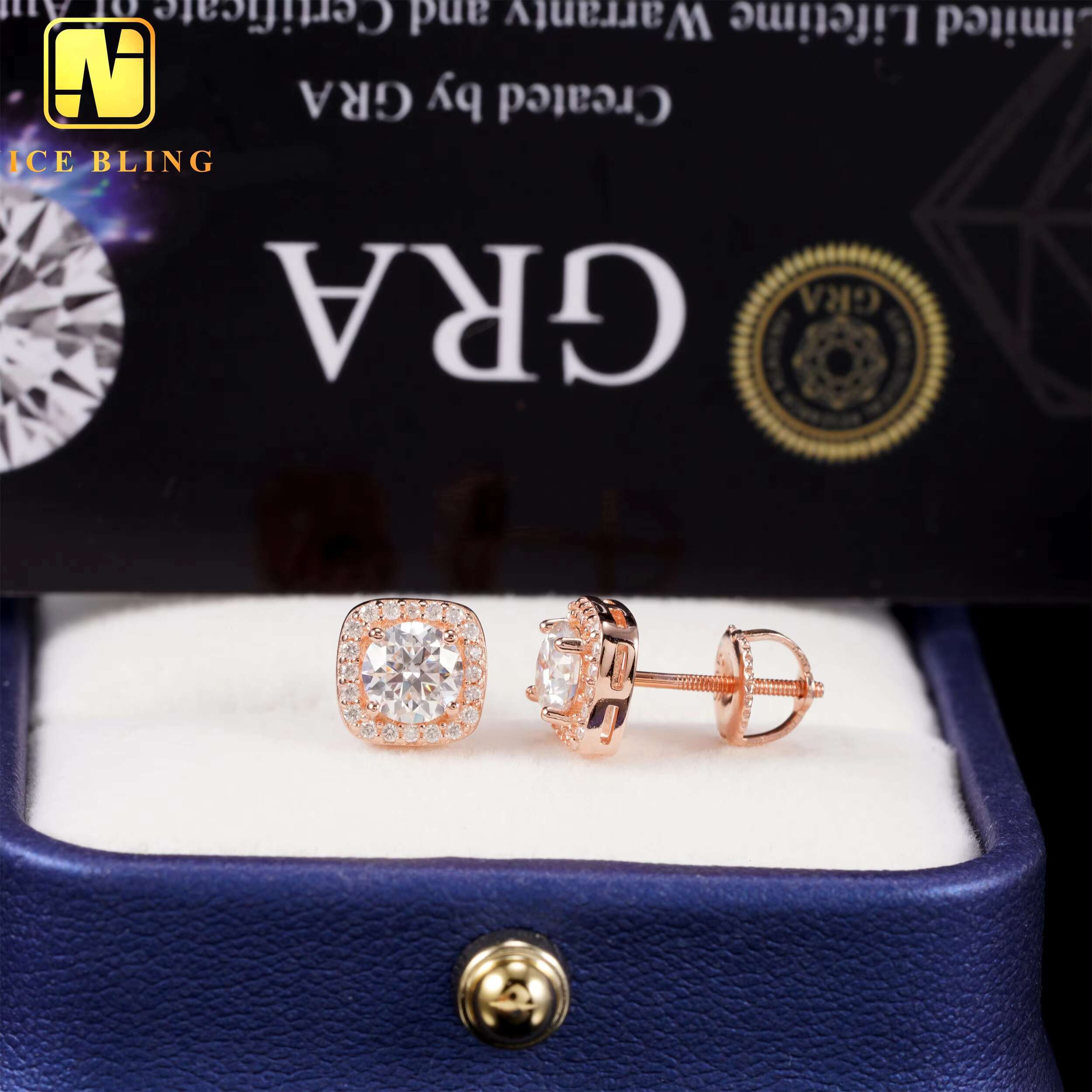 Hot Selling Cheap Price Cluster Moissanite Earrings 925 Sterling Silver Hip Hop Jewelry Square Ear Studs Pass Diamond Tester