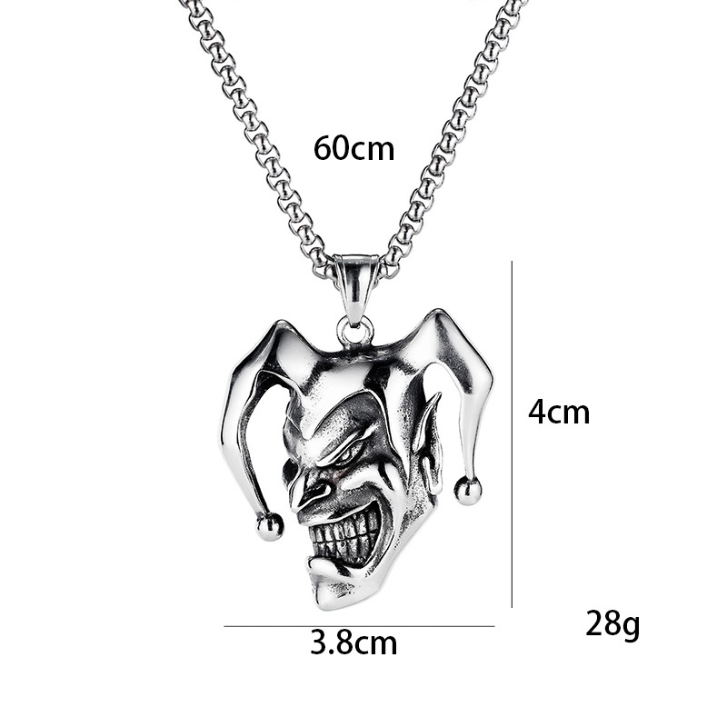 European and American Cross-border New Products Clown Smiling Face Pendant Trendy Retro Men's Necklace