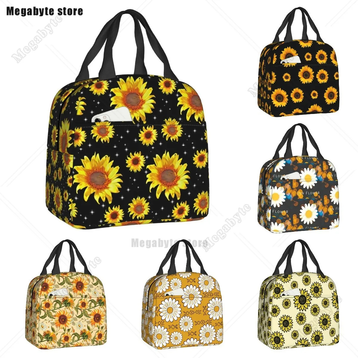 Sunflower With The Light Of Stars Insulated Lunch Tote Bag for Women Floral Cooler Thermal Food Lunch Box Kids School Children 250624