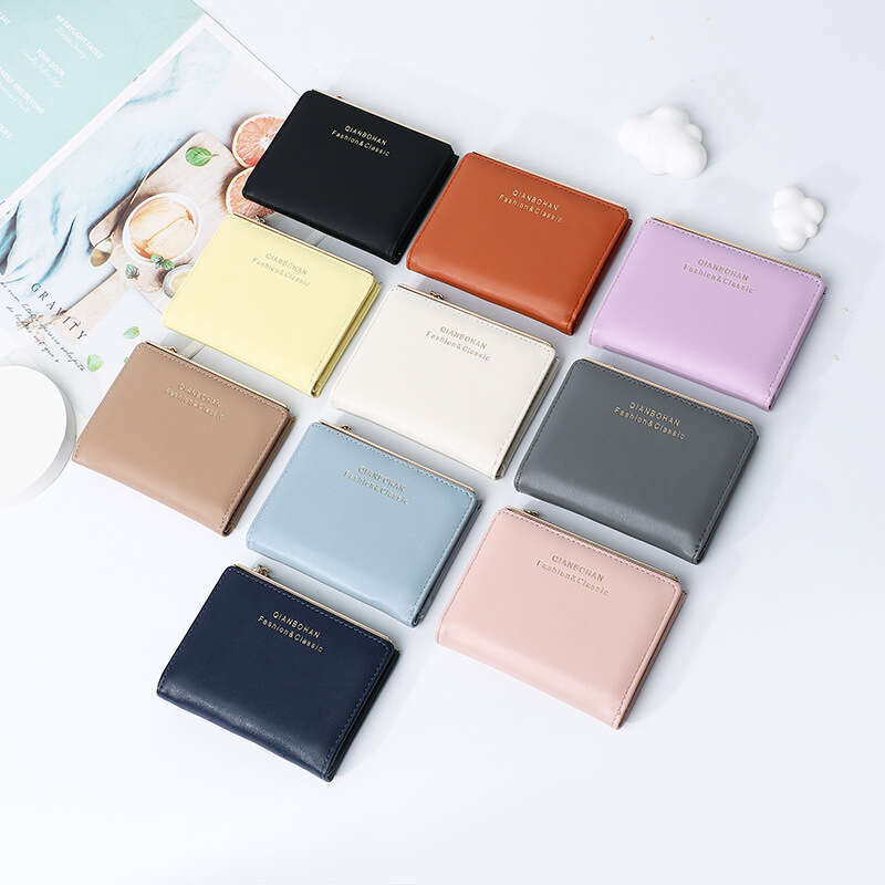 New Women's Short High-end Sense Solid Color Simple Zipper Coin Purse Wallet Money Clip Small Card Holder