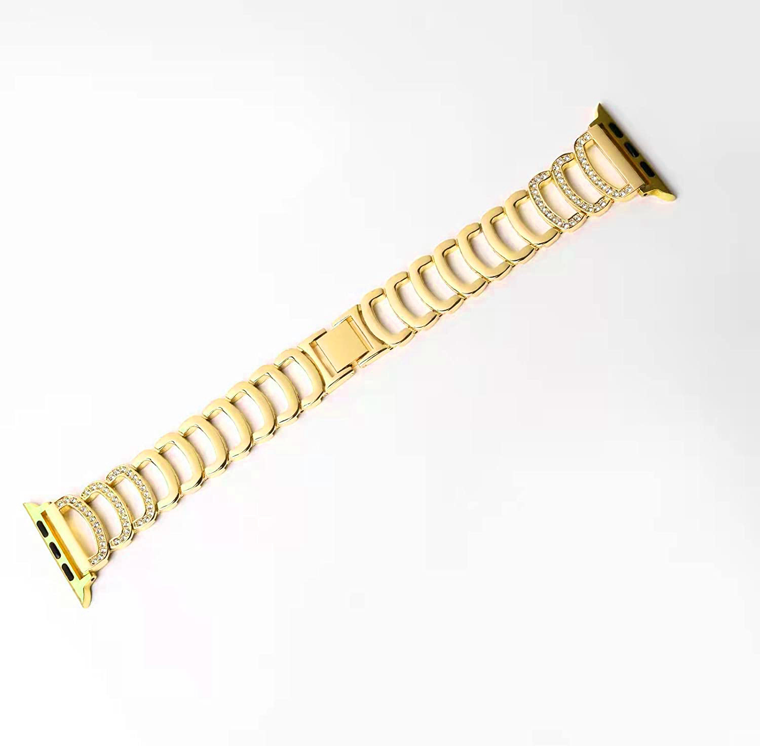 Luxury Premium Designer C-Shaped Rhinestone iWatch Band New Sparkling Metal Strap for iWatch Series 1-8 Elegant Glamorous Bling Accessory