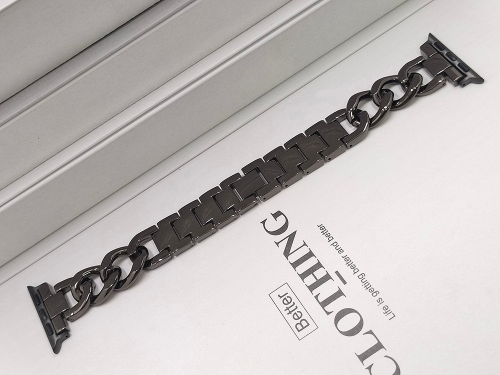 Luxury Premium Single Row Denim Chain Stainless Steel Universal Watch Band for Apple Watch Series 1-10 and SE