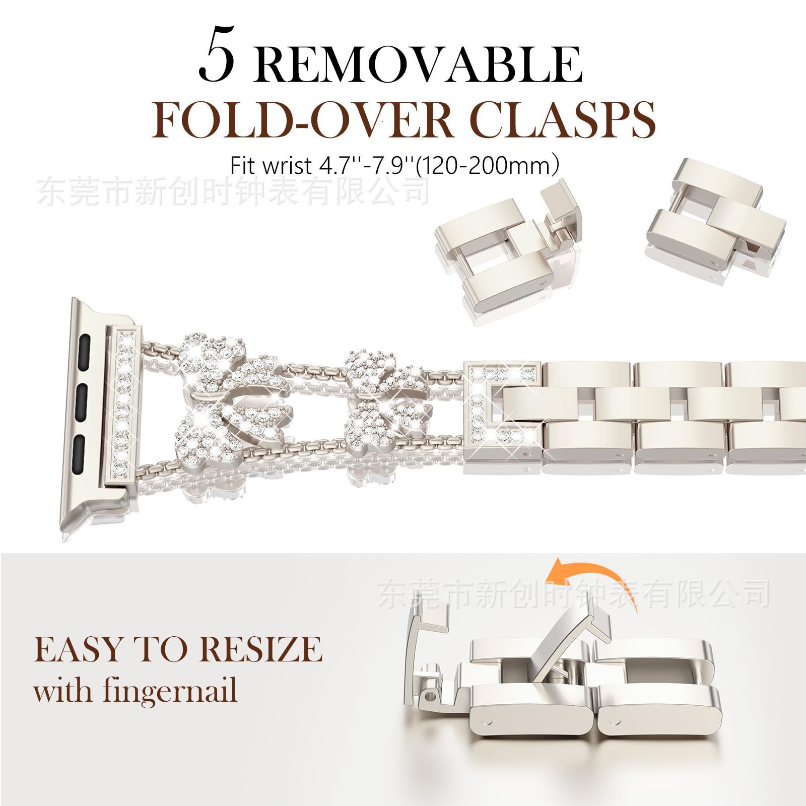Luxury Premium Bowknot Rhinestone Chain Metal iWatch Band - Exquisite Designer Strap for Apple Watch Series 10