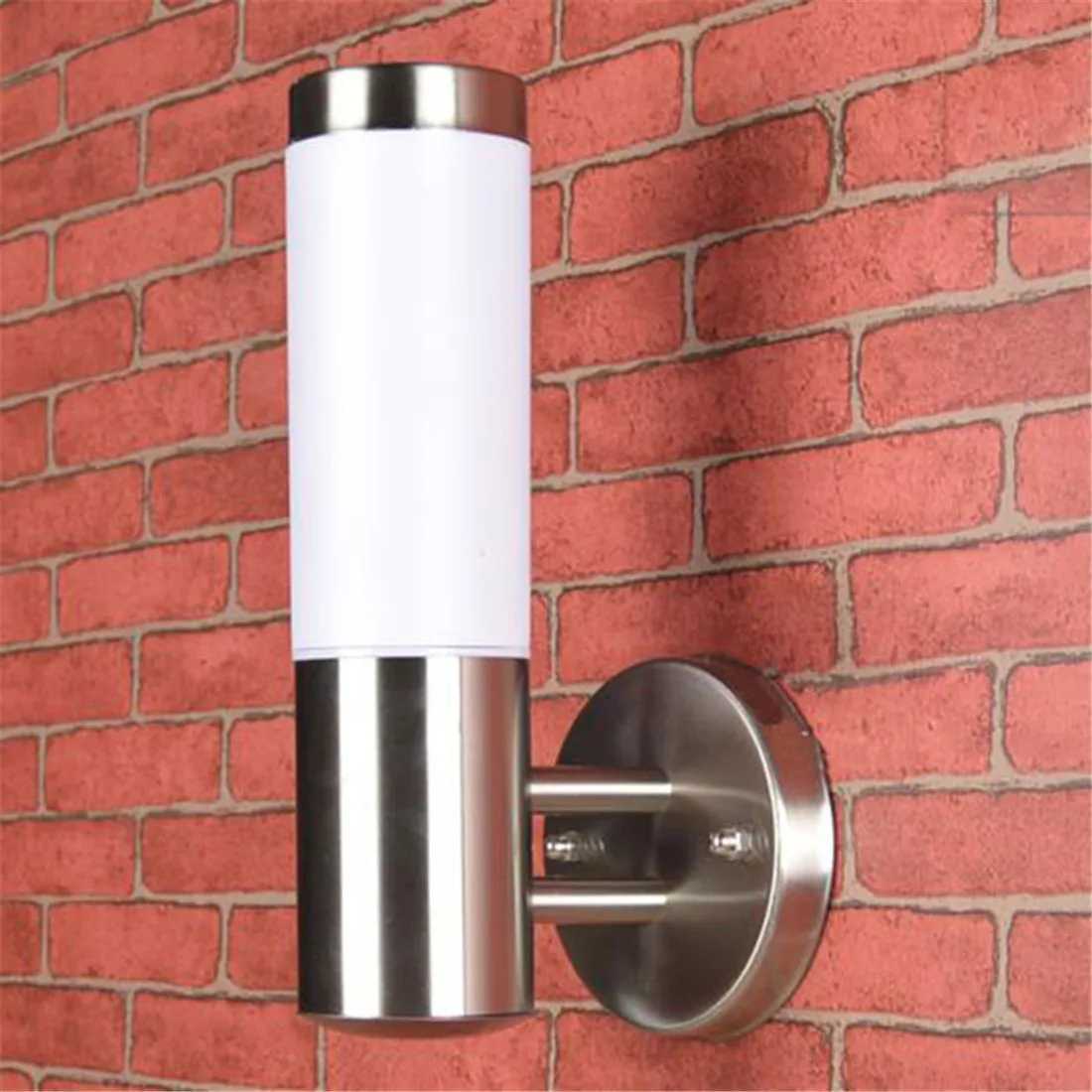 Outdoor led Wall Light Silver Stainless steel + Milky Lampshade Waterproof Outdoor Porch Lamp E27 LED applique murale luminaireXJ250624