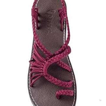 Plus Size Rope Knot 2025 Summer Beach Toe Post Women's Flat Sandals