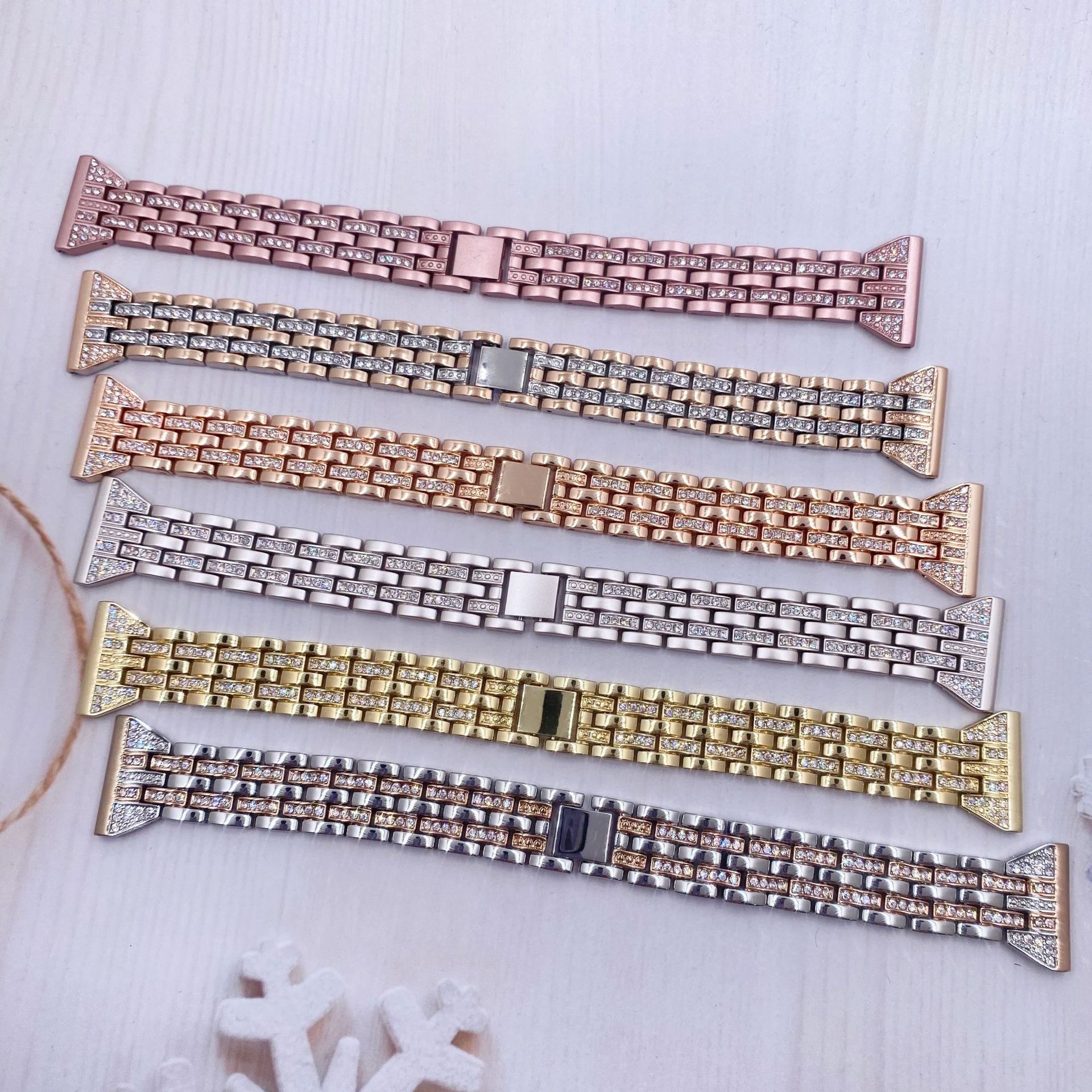 Luxury Premium Fashion Double Row Diamond Inlaid Watch Band for Apple Watch Series 1-10