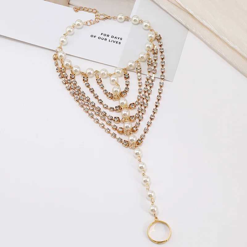 Summer Beach Jewelry Foot Chain Fashiona Elegant Multi Layered Handmade Rhinestone Imitation Pearl Tassel Anklet For Women U250624
