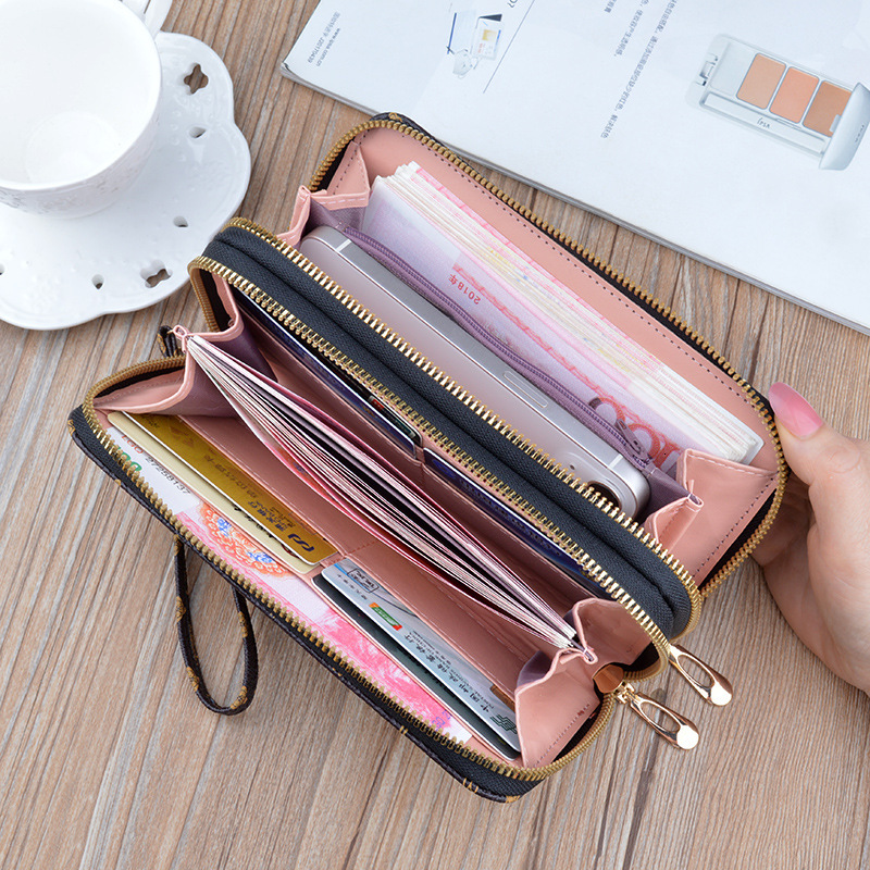 Free Shipping 2025 New Designer Bag New Women's Wallet Long Double Zipper Clutch Fashion Printed Large Capacity Double Layer Wallet Coin Purse Ph